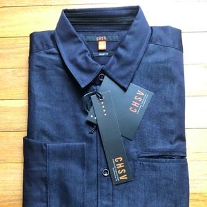 CHSV Mens Button-up size Small blue/navy sharp fit